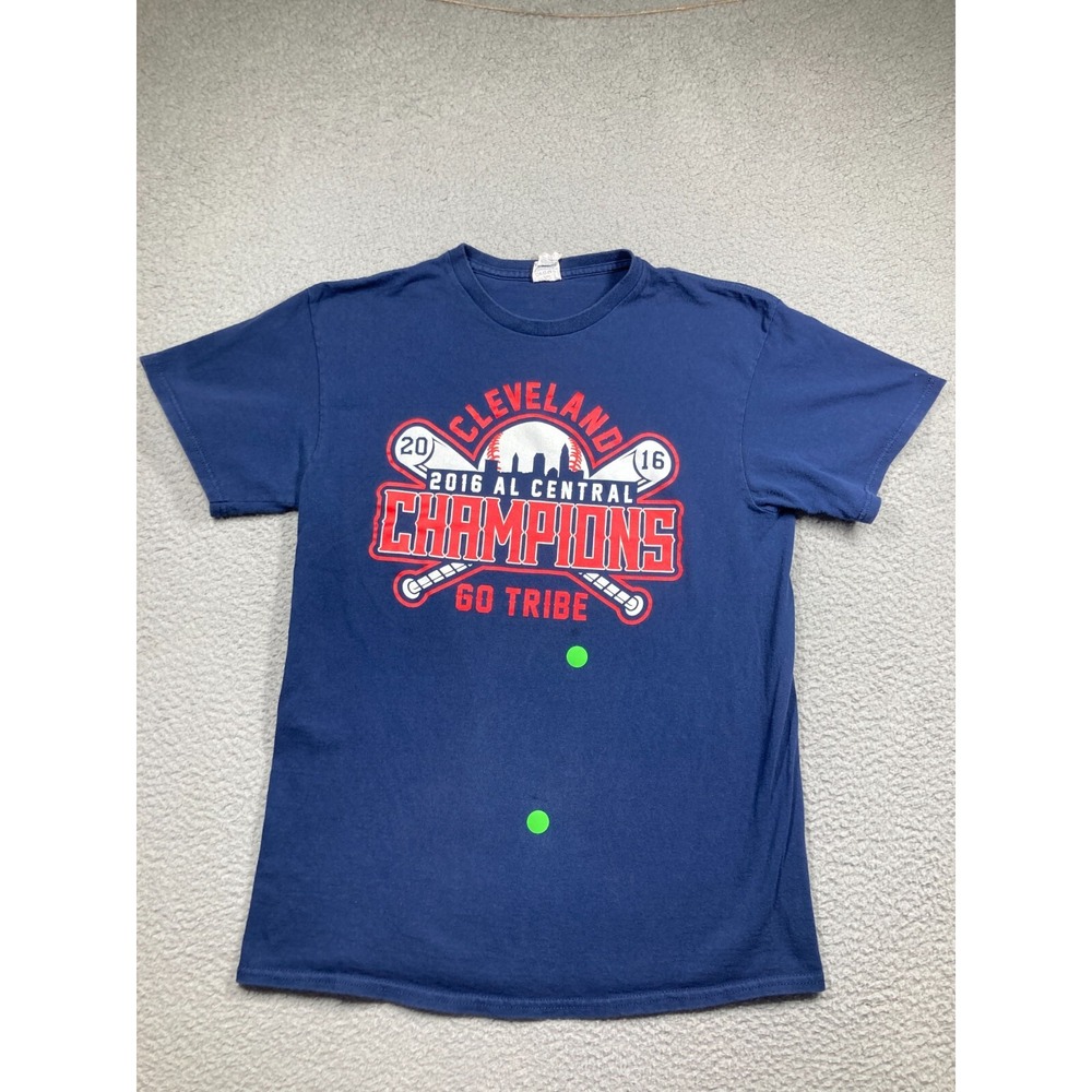 2016 Cleveland Indians T Shirt Adult Medium Blue AL‎ Central Champions STAINS